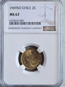 Chile 2 Centesimos 1969SO NGC MS 67 - Picture 1 of 2