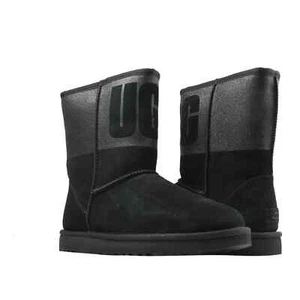 Botas cortas brillantes UGG para mujer - negras, acogedoras y elegantes calzado de invierno - Imagen 1 de 6