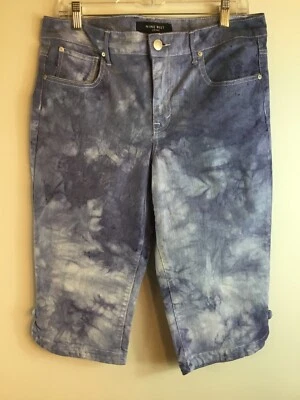 Nine West Pants Capri Crop Skimmer Stretch Upcycled Jeans Tie Dyed Blue Denim 10 - Image 1 of 4