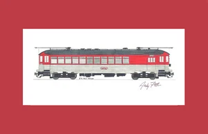 Chicago North Shore & Milwaukee Silverliner 11""x17"" estampado enmarañado Fletcher firmado - Imagen 1 de 1