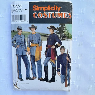 Simplicity 7274 Mens Size XS-S-M-L-XL Civil War Soldier Uncut Factory Folded - Image 1 of 3