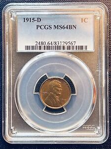 1915-D Lincoln Wheat Cent PCGS MS64BN