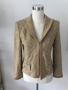 NWT St. John Gold Jacket Blazer Size 2 NEW $1440 (Small Defect On Trim In Photo) - Picture 1 of 10