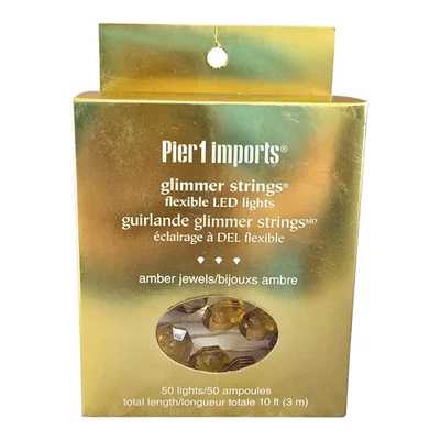NEW Pier 1 Imports Glimmer Strings Flexible LED Light AMBER Jewels 10' 50 Lights - Image 1 of 4