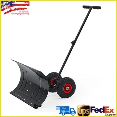 Snow Shovel with Wheels Durable Metal Snow Removal Pusher Plow for Driveway 29" - Image 1 of 4