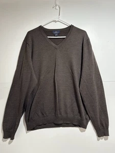 BROOKS BROTHERS - MEN'S 346 BROWN LONG SLEEVE V-NECK SWEATER - MEDIUM - Picture 1 of 11