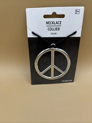 Groovy 60's Peace Sign Necklace Fancy Dress Up Halloween Adult Costume Accessory - Image 1 of 4