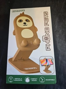 BE HAPPY Phone Pets Sloth Brown Desktop PHONE STAND Adjustable Foldable (17204) - Picture 1 of 4