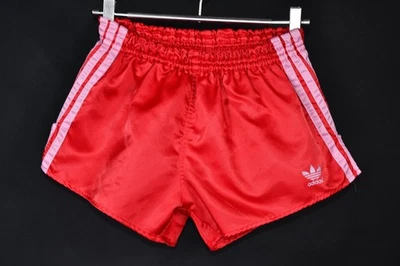 Pantalones Cortos De Colección Adidas Sprinter Años 80 Rayas Nailon Hechos en Alemania Occidental Rojo Y2K Foto 1 de 4