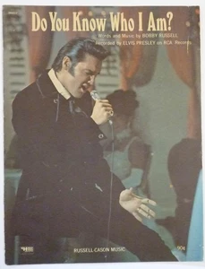 DO YOU KNOW WHO I AM? Sheet Music ELVIS PRESLEY 1969 written by Bobby Russell - Picture 1 of 2