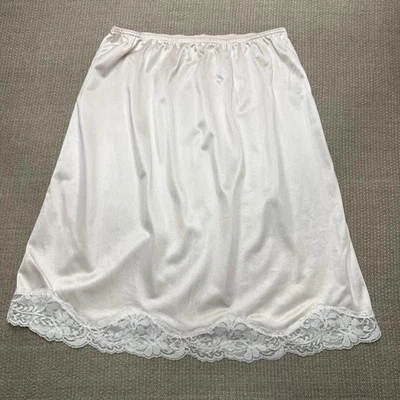Falda midi vintage Ashley Taylor rubor pálido rosa nailon medio deslizamiento con ribete de encaje M Foto 1 de 4