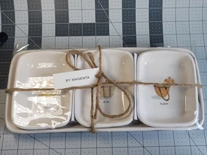 Rae Dunn Artisan Collection by Magenta 4 Pc Bread & Dipping Serving Set Tray NOS - Picture 1 of 6
