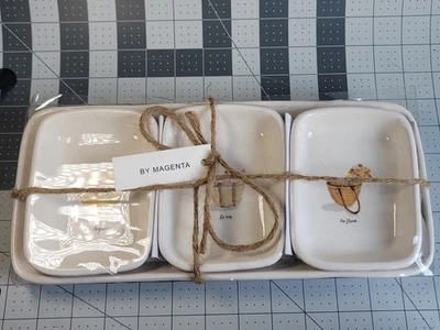 Rae Dunn Artisan Collection by Magenta 4 Pc Bread & Dipping Serving Set Tray NOS - Image 1 of 4