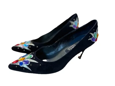 Zapatos de salón funky vintage para mujer J. Renee con joyas deslumbrantes talla 7 Foto 1 de 4