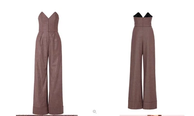 fleur du mal jumpsuit Women 8 purple corset deep sweetheart neckline wide-leg - Image 1 of 4