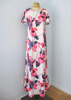 Vtg 60s 70s Liberty House Tropicana Hawaii Maxi Luau MuuMuu Dress Poly Knit S/M - Image 1 of 4