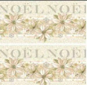 1 Yard Of "Noel" By Avlyn 100% Cotton Stripe Poinsettias Boarder  Patt# 2629-309 - Picture 1 of 1