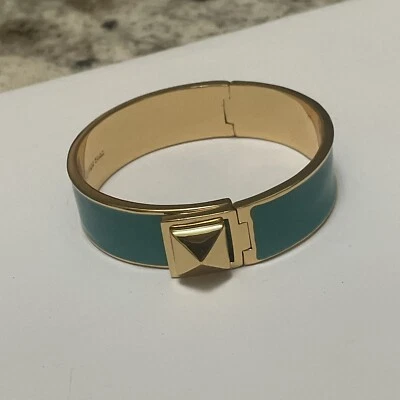 Brazalete Brazalete Firmado Kate Spade Nueva York Azul Esmalte Tono Dorado Cierre Foto 1 de 4