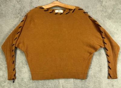 Suéter MAGASCHONI Mujer Cosido a Látigo Talla Mediana Marrón Cuello Barco Manga Dolman Foto 1 de 4