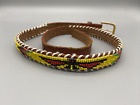 Beaded Belt Native American Leather Yellow Bird Black Red Green Size 30