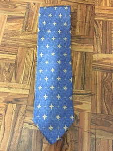 Cravatta uomo MURANO 100% seta importata made in USA ~ 57" x 4" ~ diamante blu e oro - Foto 1 di 2