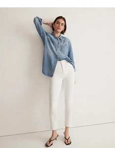 Madewell Stovepipe Jeans in Pure White $128 MC636 Size 32 Nwt..read Discription - Picture 1 of 9