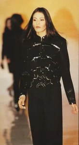 Chaqueta Corta ST JOHN COUTURE NIGHT Negra Santana Tejida Art Deco 8 Cremallera RUNWAY - Imagen 1 de 8