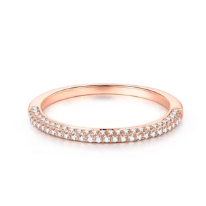 Solid 10k Rose Gold 0.3ct Natural Diamonds Band Ring Wedding Anniversary Jewelry - Picture 1 of 9