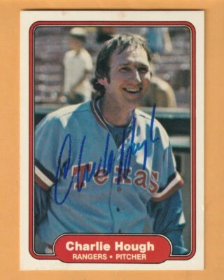 Charlie Hough Texas Rangers AUTO Signed 1982 Fleer Hialeah Florida - Image 1 of 2