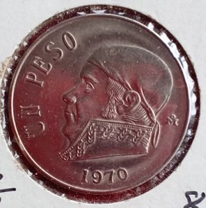 1970  Mexican 1 Peso Wide Date Coin In MS+ Condition - Picture 1 of 4