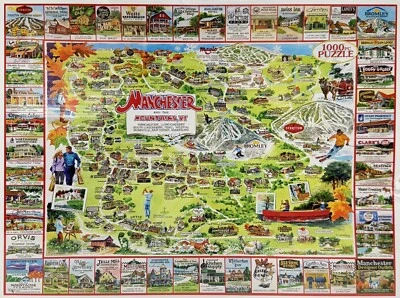 RARE New White Mountain Puzzle Manchester & the Mountains, VT 1000 Pieces 2002 - Image 1 of 4