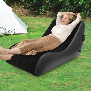 Waterproof PVC Sofa Bed Inflatable Sofa Bed S-shaped Folding Sofa Bed w/Air Pump - Picture 1 of 22