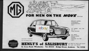 BMC BRITISH MOTOR CORP 1961 HENLY'S OF SALISBURY MG MIDGET MG 1100 MGB UK AD - Foto 1 di 1