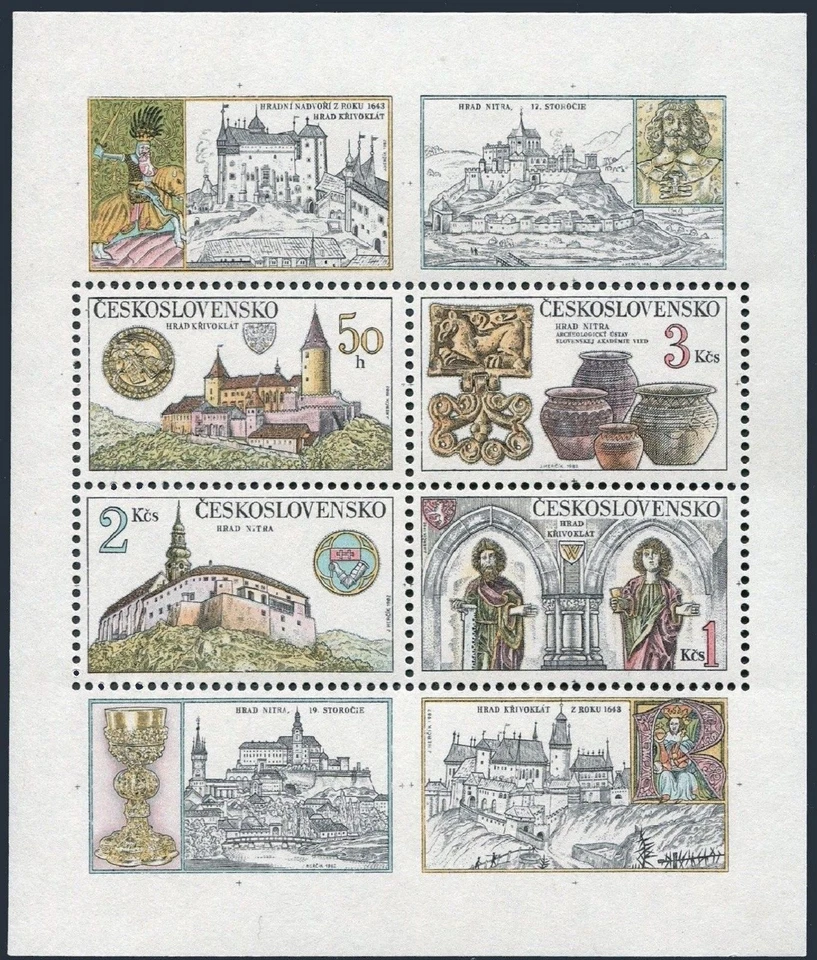 Czechoslovakia 2418a sheet, MNH. Michel 2671-2674  Bl.50. Krivoklat Castle.1982. - Image 1 of 1