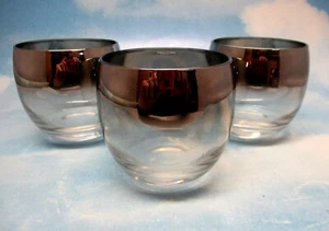 3 vasos de barra de polietileno vintage MCM plata ombre espejo desvanecido Mercury Roly - Imagen 1 de 3