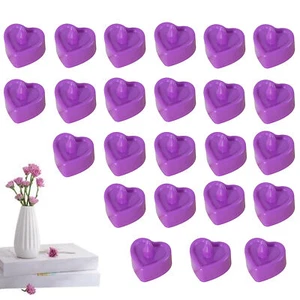 24 pcs Heart Tea Lights Battery Operated Valentines Flameless Tealight Candles - Picture 1 of 14