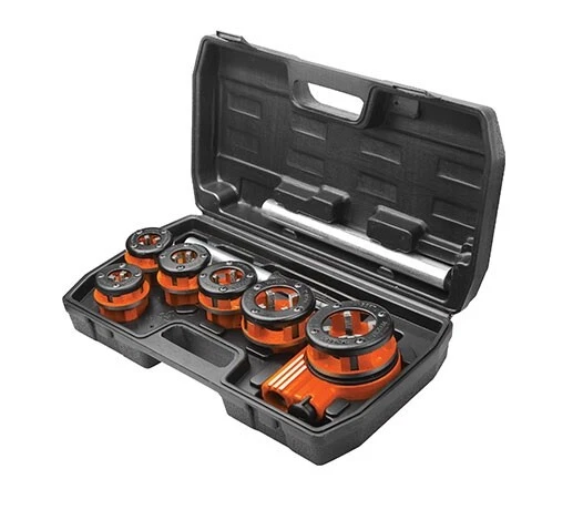 SET KIT 9 PEZZI FILIERA MANUALE A CRICCHETTO 1/4" 3/8" 1/2" 3/4" 1" 1 1/4" WOKIN - Immagine 1 di 1