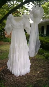 Size 8 Vintage Susan Lanes Country Elegance Lace Prairie Wedding Dress Hat Slip - Picture 1 of 14