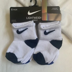NIKE Newborn Baby Lightweight Ankle Socks Multi Color 6 Pack 6-12MOS FREE SHIPPI - Picture 1 of 12