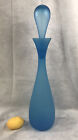 Empoli Genie Bottle Blue Satin Glass Decanter 23-1/2”  Label Mid Century Modern