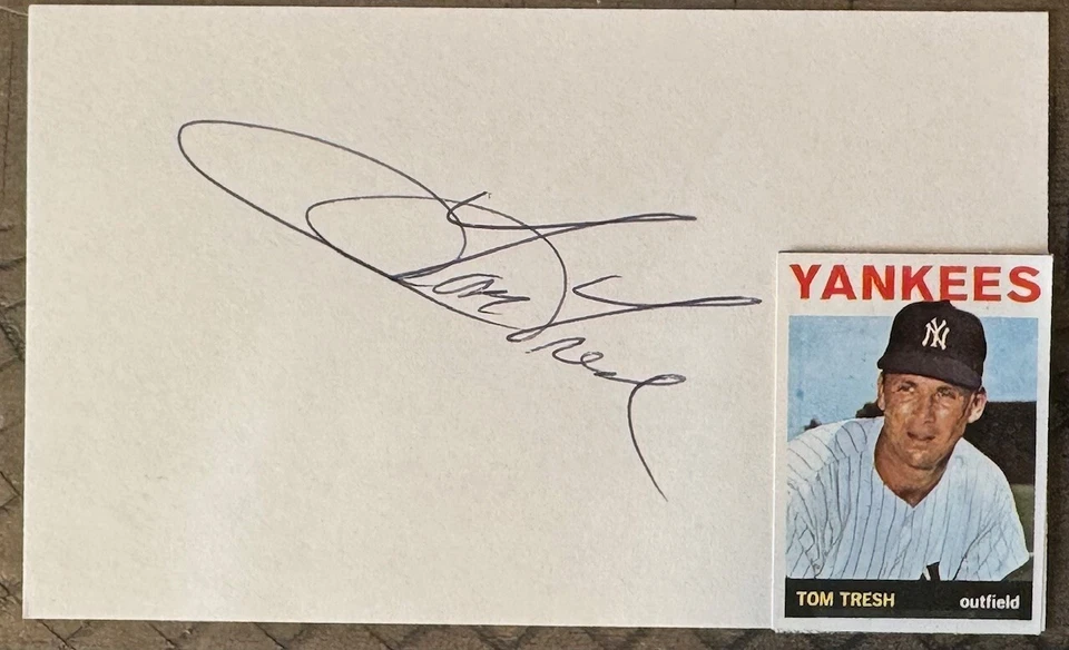 TOM TRESH SIGNED 3"X5" INDEX CARD MLB AUTO NEW YORK YANKEES AUTOGRAPH D 2017 - Image 1 of 1