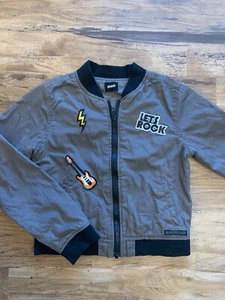 Hudson Jeans Boys Bomber Style Jacket Let’s Rock Punk Rocker Patches Size 7 - Picture 1 of 1