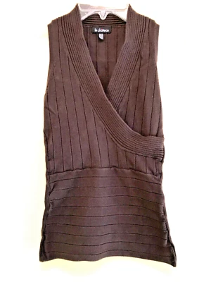 Le Chateau Sz XS Sleeveless dk Brown Stretch Knit Crossover Pullover Sweater EUC - Image 1 of 4