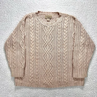 Abercrombie & Fitch Cable Knit Sweater Women’s M Pink Y2K Chunky Knit Fisherman - Image 1 of 4