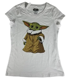 NWT Star Wars The Mandalorian Baby Yoda Grogu T-Shirt Girls Sz XL White Crewneck - Picture 1 of 5
