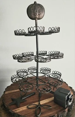 Holiday 3-Tier Metal Collapsible 20 Cupcake Cake Tree Stand Interchangable Tops - Image 1 of 4
