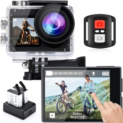 i8 Action Camera with 4K 60FPS 20MP, 5X Zoom, Underwater Waterproof Camera wi... - Image 1 of 4