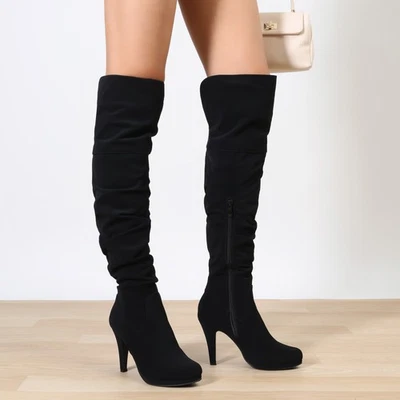 Mujeres Vestido de Fiesta Hasta el Muslo Sobre la Rodilla Botas Elastizadas Tacón Alto Botas Foto 1 de 4