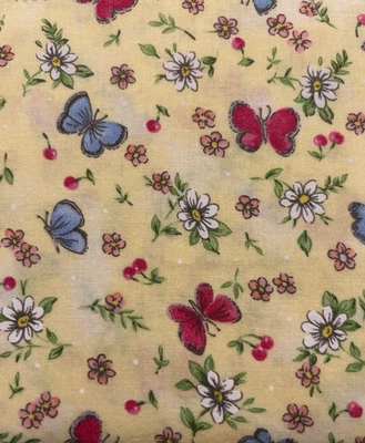 1 Yd 14" Fabric Traditions N.T.T. Inc. Butterfly Floral Cotton Fabric 43" Wide - Image 1 of 4