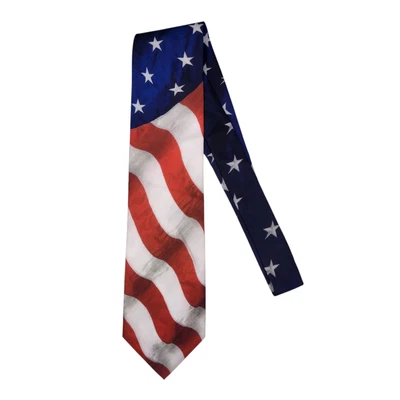 Ralph Marlin Men's Tie USA Flag Stars & Stripes Patriotic 1994 VTG Made in USA - Image 1 of 4